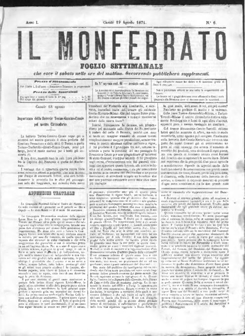 Il Monferrato - Edizione 6 del 19/08/1871